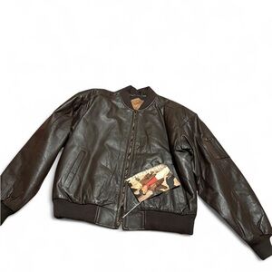 Weekends Men's Brown Leather Bomber Jacket